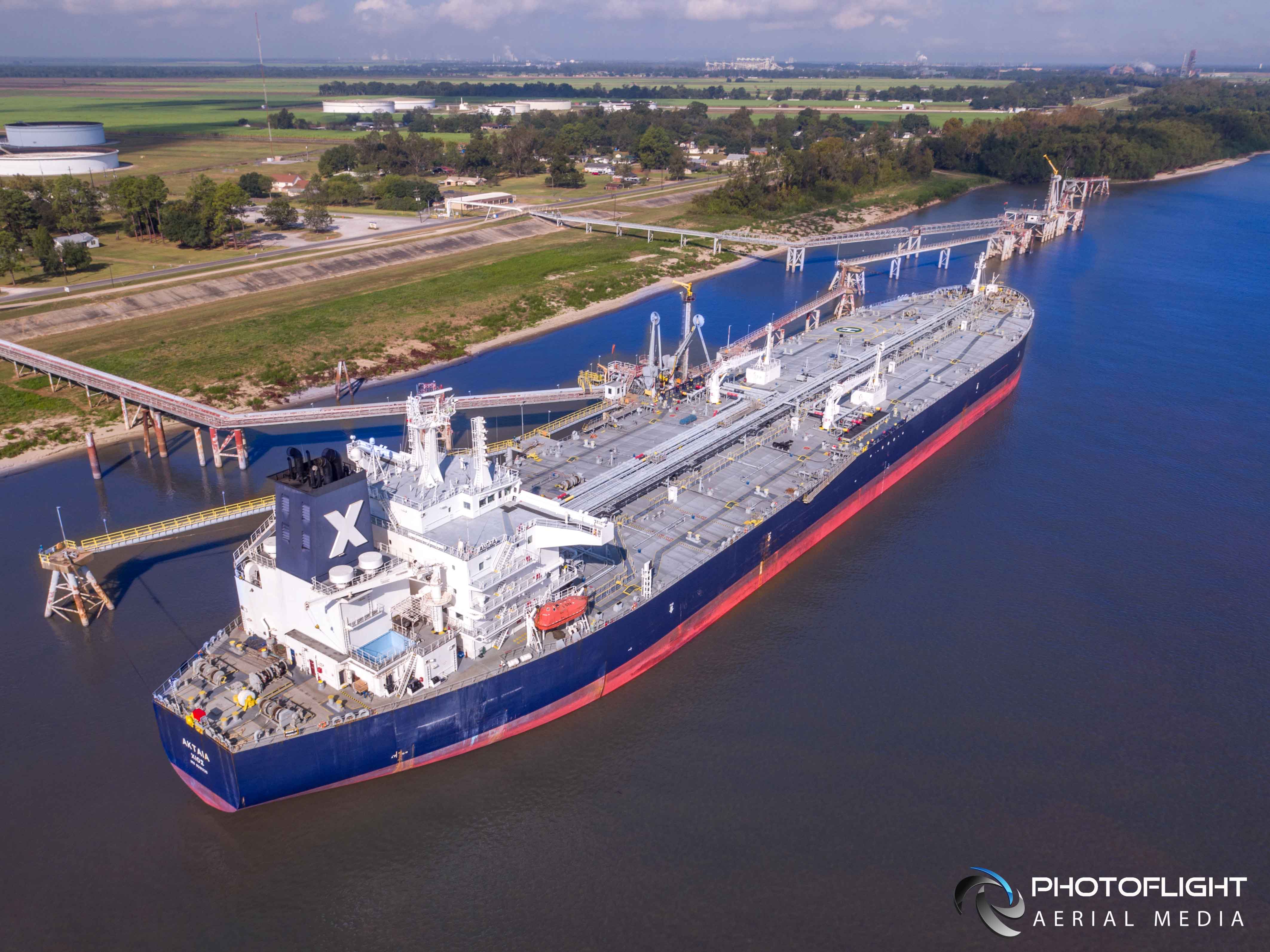 Drone Footage Aktea Ship in Port