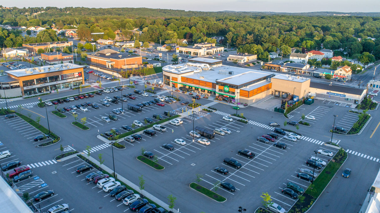 Commercial Real Estate Drone Photography in MA - Lakeway Commons by Grossman Development, photo by Photoflight Aerial Media.